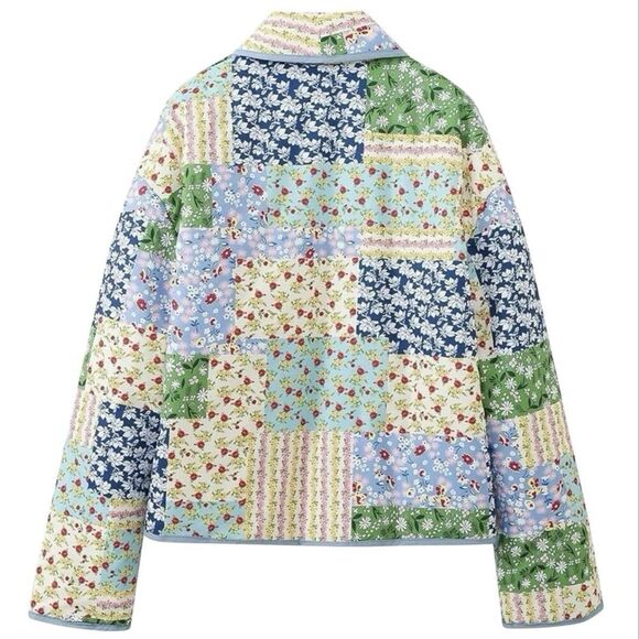 Womens Quilted Floral Patchwork Jacket XL Multicolor Granny Cottagecore Boho NWT - Picture 5 of 10
